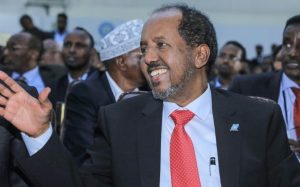 Le nouveau président somalien Hassan Cheikh Mohamoud après sa prestation de serment dans la capitale Mogadiscio le 15 mai 2022 afp.com - Hasan Ali Elmi