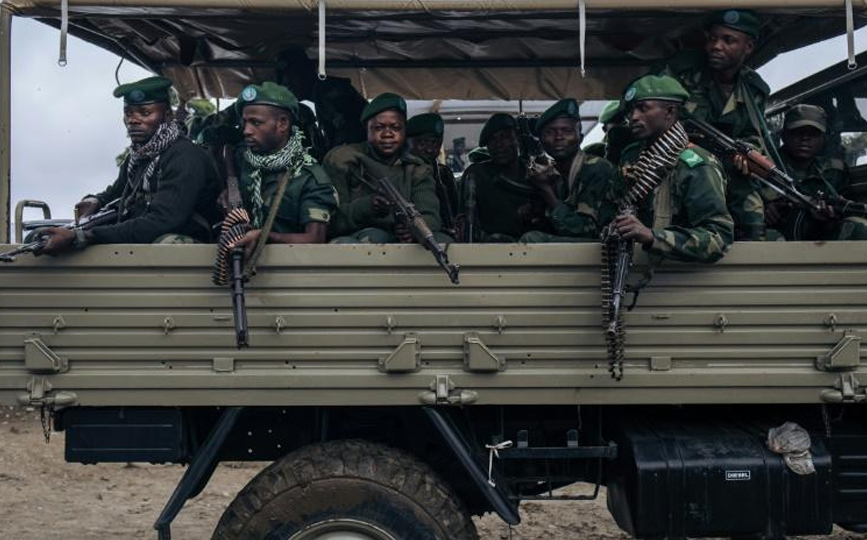 Des soldats congolais dans le territoire de Beni, dans l'est de la RDC, le 24 mai 2021 afp.com - ALEXIS HUGUET