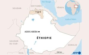 Carte d'Ethiopie localisant la région du Tigré afp.com - Aude GENET